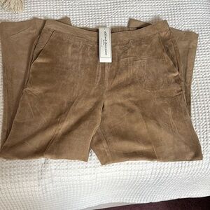 Alfred Dunner NWT petite p/o Tan Suede Trousers 14P front pockets